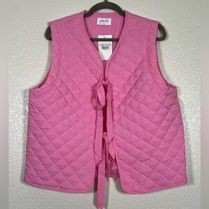 Jess Lea pink bow front quilted vest, size large